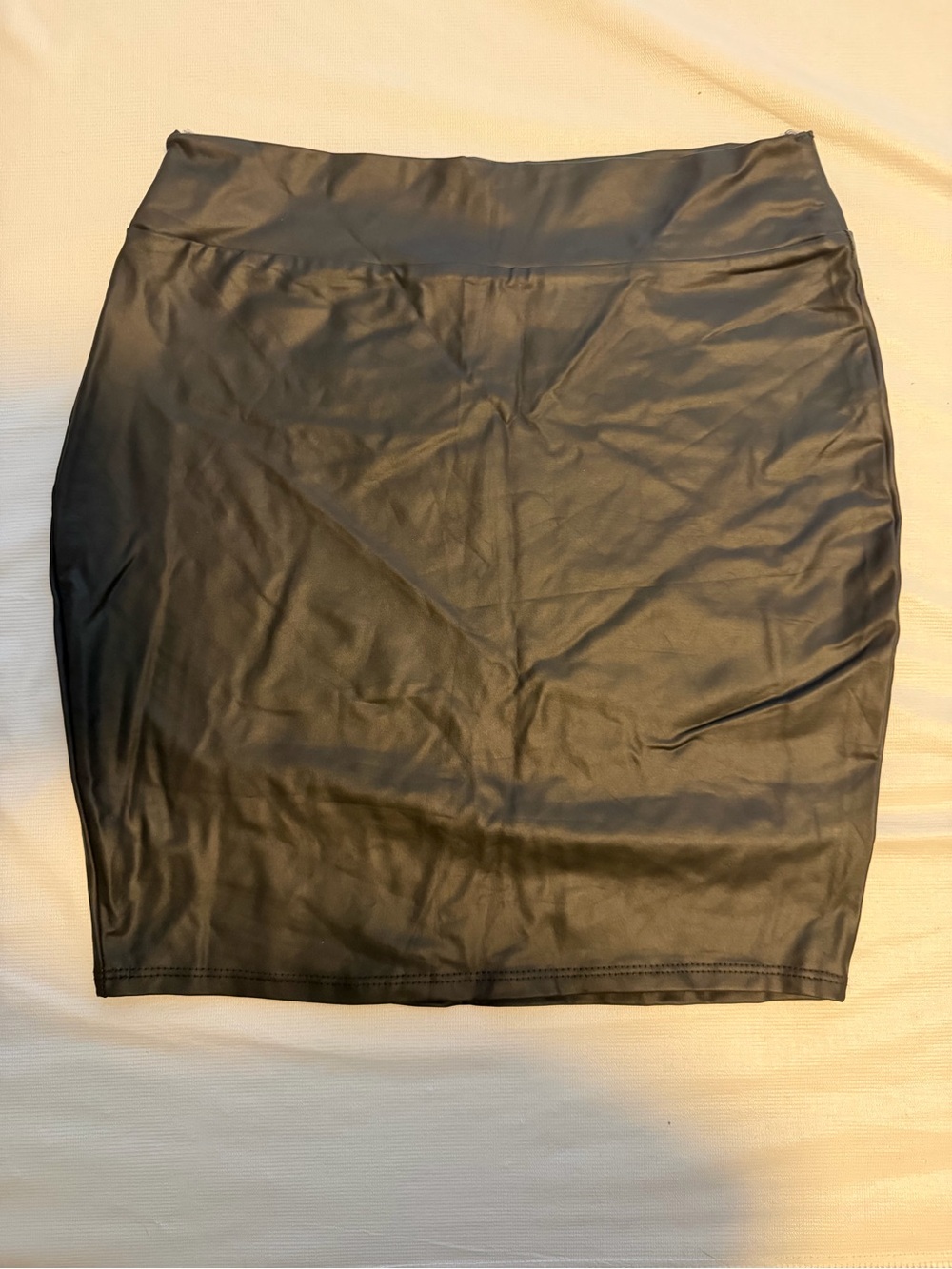 Black Faux Leather Pencil Skirt - Smooth High-Waist Design